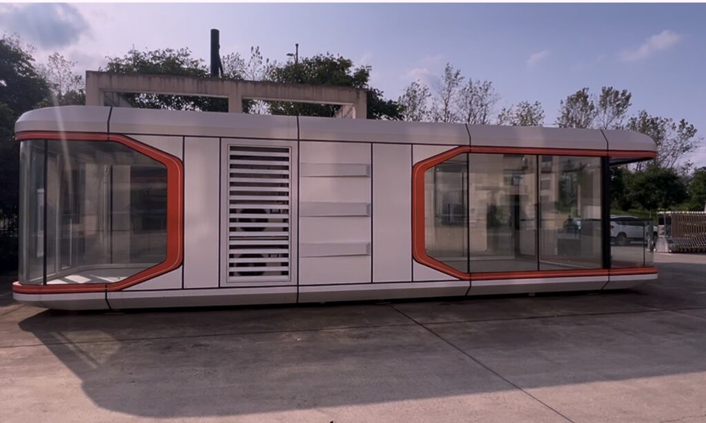 e7 space capsule house 40ft exterior