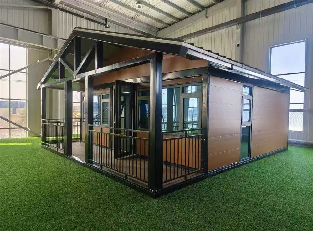 expandable container house pitched roof porch